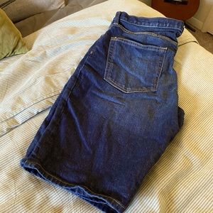 Dark Blue Slim Jean Shorts.